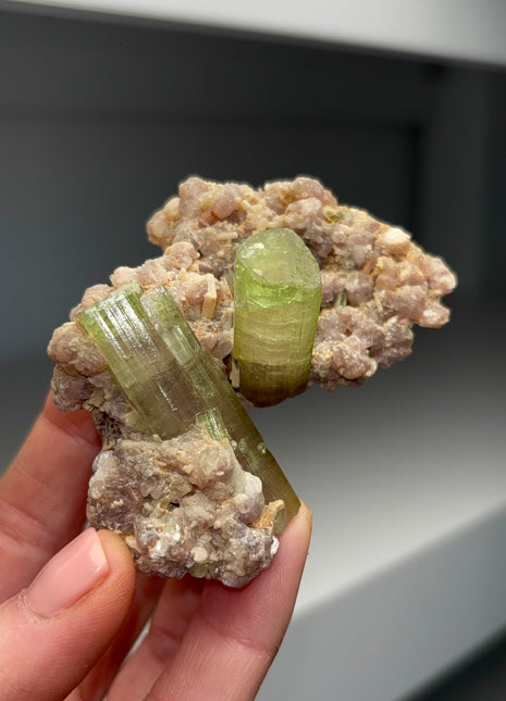 Green Tourmaline with Lepidolite  - Collection # 174