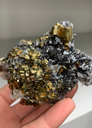 Pyrite, Rainbow Pyrite with Lustrous Sphalerite - Borieva mine, Rhodope Mtns