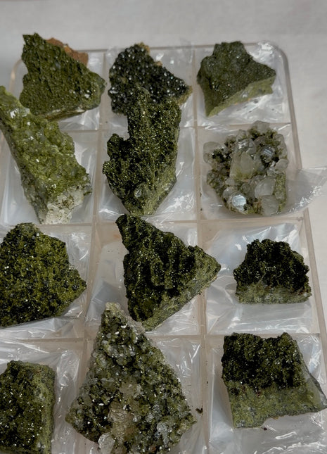 12 Pieces ! High Grade Forest Epidote with Quartz Lot