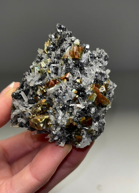 High Grade Iridescent Pyrite with Quartz