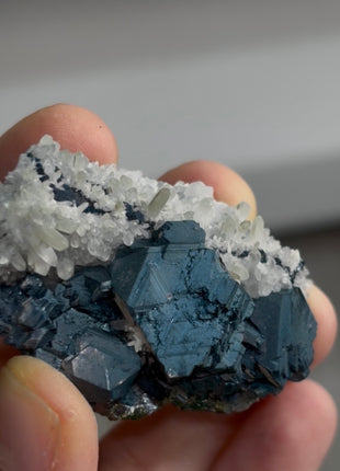 Metallic Blue Sphalerite with Quartz Specimen