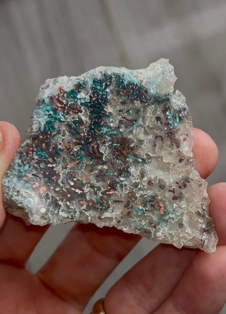 Blue Chrysocolla with Native Copper and Chalcedony PM0572