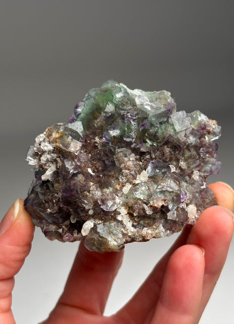 Green Purple Fluorite with Quartz from Okorusu DW013