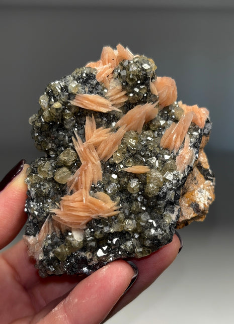 Cerussite with Orange Barite Flowers