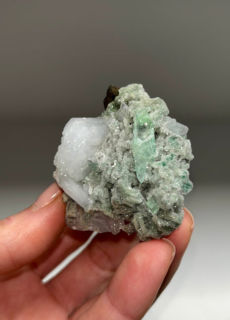 DT Green Apophyllite with Stilbite, Green Chalcedony