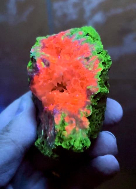 UV Watermelon Calcite Specimen from Argentina