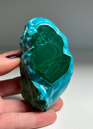 Top ! Blue Chrysocolla with Green Malachite Stalactite