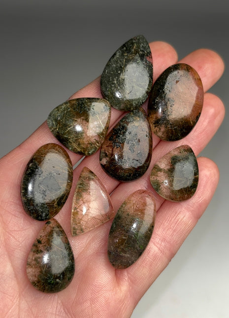 Rare 💎 Rutile Green Chlorite Quartz Lot - From Himachal Pradesh, 9 pieces !