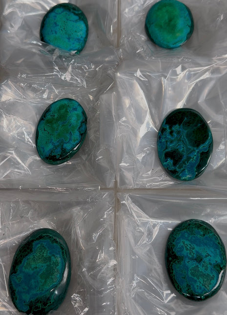 High Grade Chrysocolla with Malachite Palmstone Lot ! 6 Pieces