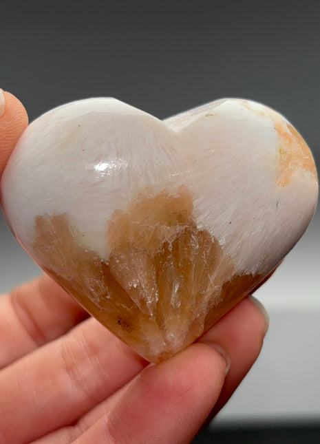Wow ! Pink Stilbite with Scolecite Heart