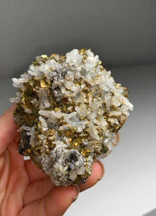 Bright Yellow Pyrite with Quartz and Sphalerite- From Trepca mine