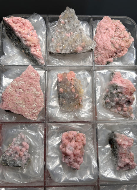 9 Pieces ! Pink Rhodocrosite with Quartz Lot