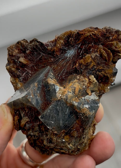 Fluorite with Jamesonite, Hematite Collection # 841