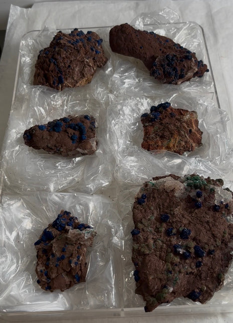 6 Piece Lot ! Rare Blueberry Azurite Specimens