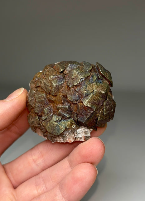 New Arrival ! Rainbow Pyrite with Calcite