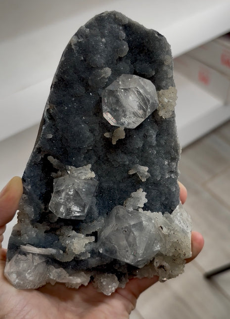 Blue Chalcedony with Diamond Apophyllite  PM0786