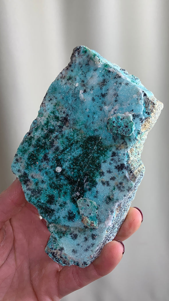 Druzy Blue Chrysocolla with Green Malachite - From DRC