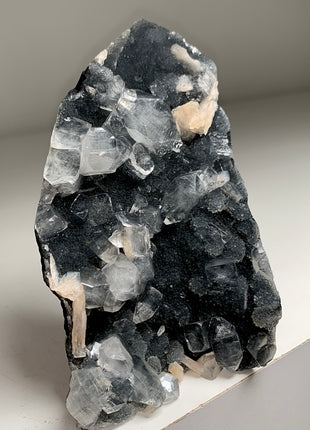 Druzy Black Chalcedony Geode with Apophyllite and Stilbite