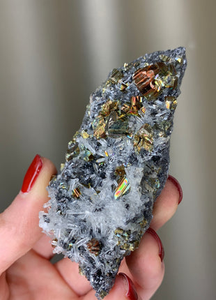 Rare Rainbow Pyrite with Sphalerite, Quartz - Borieva mine, Rhodope Mtns