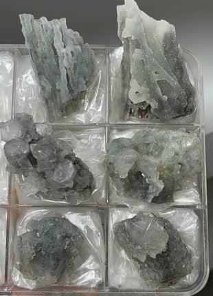 6 Pieces ! Druzy Blue Chalcedony with Apophyllite Lot