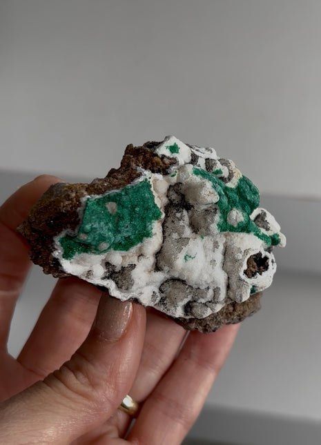 Magical ! Snow Chalcedony with Malachite