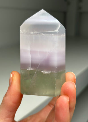 Pastel Colors ! Lavender Green Yttrium Fluorite Tower