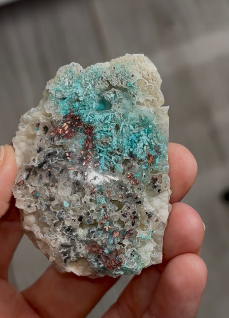 Blue Chrysocolla with Native Copper and Chalcedony PM0567