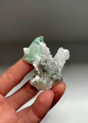 Green Apophyllite with Stilbite, Chalcedony