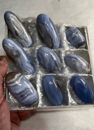 9 pieces ! Blue Lace Agate Lingham Lot