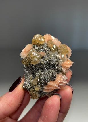 Cerussite with Pink Barite Flowers