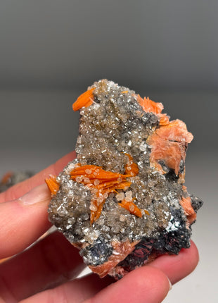 6 Pieces ! Cerussite with Orange Barite and Galena Specimens Lot