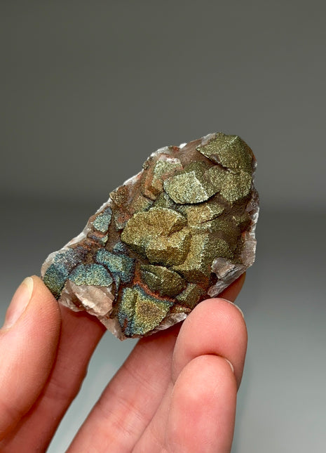 New Arrival ! Rainbow Pyrite with Calcite
