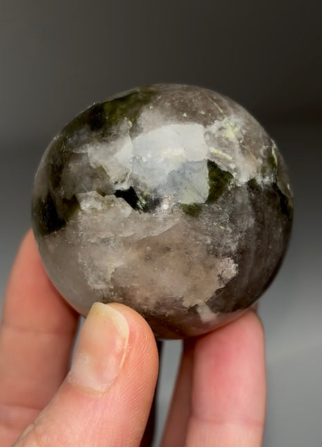 Rare Green Lepidolite with Quartz Sphere