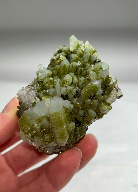 New ! Druzy Green Epidote with Quartz