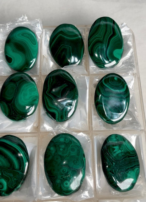 High Grade Malachite Palmstone Lot ! 9 Pieces