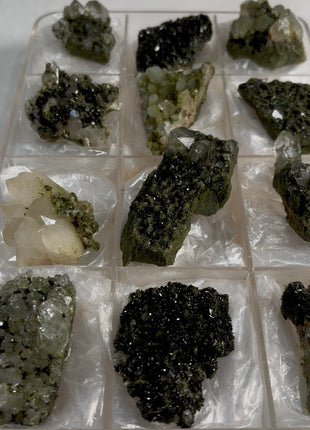 12 Pieces ! Forest Green Epidote with Quartz Lot