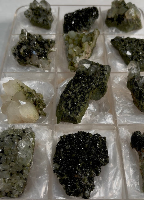 12 Pieces ! Forest Green Epidote with Quartz Lot