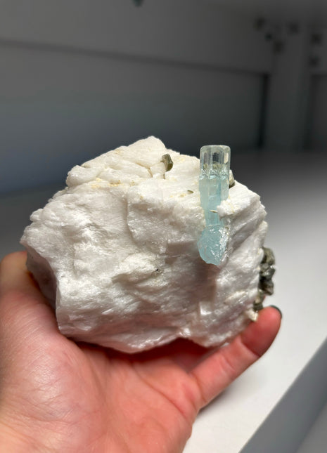 Blue Aquamarine with Feldspar