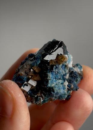 Blue Lazulite with Siderite from Rapid Creek, Canada PM1101