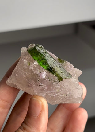 Green Tourmaline with Quartz from Cruzerio, Brazil