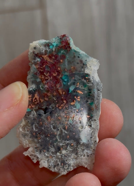 Blue Chrysocolla with Native Copper and Chalcedony PM0574