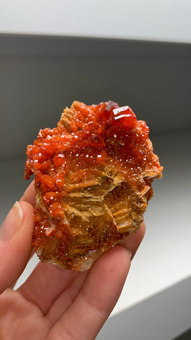 Lustrous Red Vanadinite with Barite - From Midelt, Morocco
