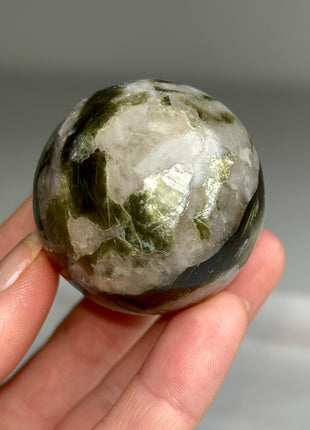Rare Green Lepidolite with Quartz Sphere
