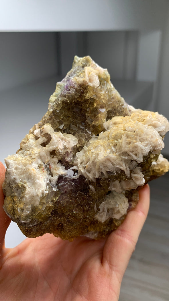 Yellow Fluorite with White Dolomite - From Spain