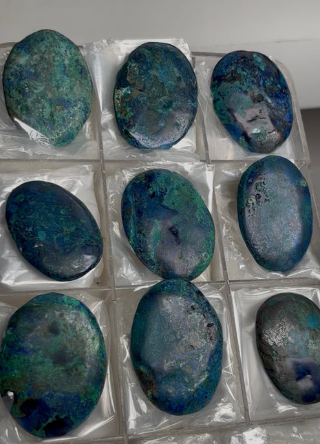 Blue Azurite Palmstone Lot ! 9 Pieces