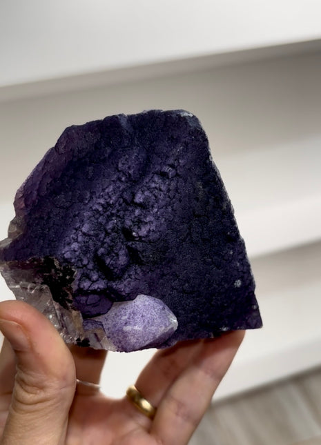 Charoite Color Octahedral Fluorite with Quartz