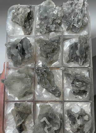 12 Pieces ! Druzy Blue Chalcedony with Apophyllite Lot
