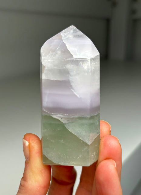 Pastel Colors ! Lavender Green Yttrium Fluorite Tower