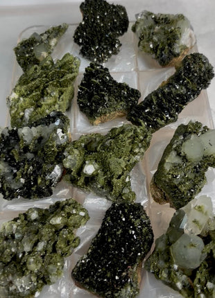 12 Pieces ! High Grade Forest Epidote with Quartz Lot