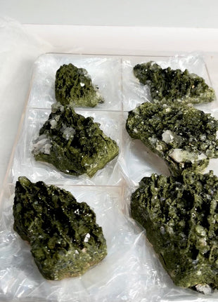 6 Pieces ! Very High Grade Forest Epidote with Quartz Lot